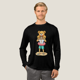 Schattige Cartoon Man met Reusachtige Teddybeer Zo Tri-Blend Shirt