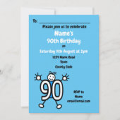 Schattige Cartoon Mannelijk Blauw 90ste Verjaardag Kaart (Voorkant)