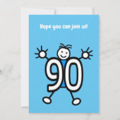 Schattige Cartoon Mannelijk Blauw 90ste Verjaardag Kaart (Achterkant)