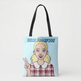 Schattige Cartoon Meisje Gezicht School Bibliothee Tote Bag