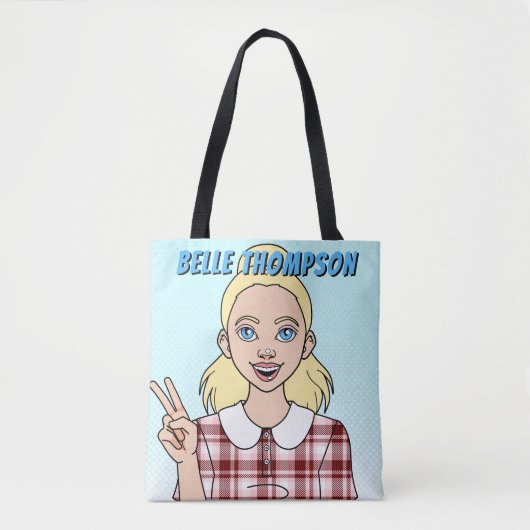 Schattige Cartoon Meisje Gezicht School Bibliothee Tote Bag (Voorkant)