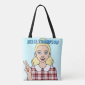 Schattige Cartoon Meisje Gezicht School Bibliothee Tote Bag (Achterkant)