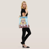 Schattige Cartoon Meisje Gezicht School Bibliothee Tote Bag (Op model)