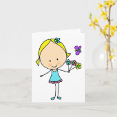Schattige Cartoon meisje met bloemen generiek gebr Kaart (Gele Bloem)