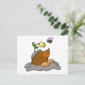 schattige cartoon met een bloembij briefkaart (Staand voorkant)