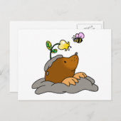 schattige cartoon met een bloembij briefkaart (Voorkant / Achterkant)