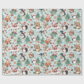 Schattige Cartoon met kerst Cadeaupapier (Vlak)