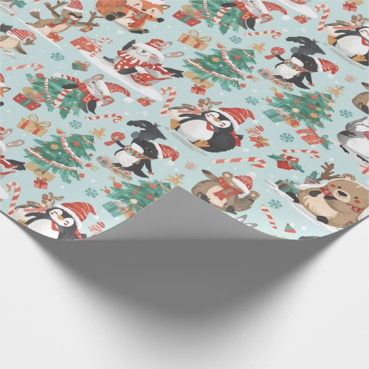 Schattige Cartoon met kerst Cadeaupapier (Hoek)