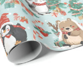 Schattige Cartoon met kerst Cadeaupapier (Rol Hoek)