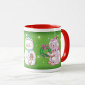 Schattige Cartoon Miauwende Kerstkatten in Kerstma Mok (Voorkant rechts)