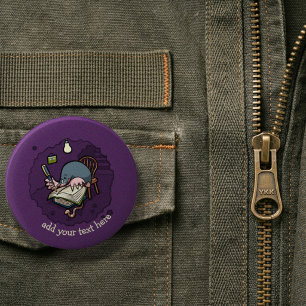 Schattige Cartoon Mol Schrijver Of Student Met Boe Ronde Button 5,7 Cm