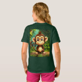 Schattige Cartoon Monkey Baby Fine Kinder Jersey T T-shirt (Achterkant volledig)