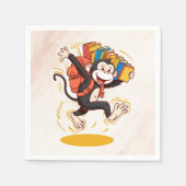 Schattige Cartoon Monkey met Boeken | Fun School Servet (Voorkant)
