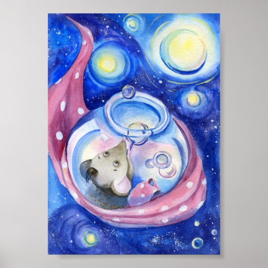 Schattige Cartoon Muis Waterverf Poster (Voorkant)
