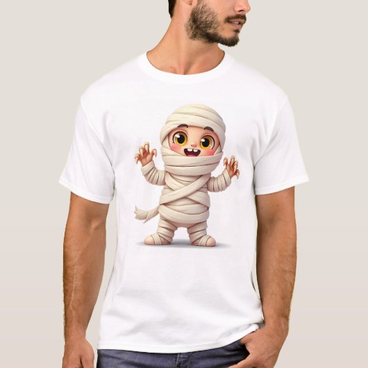 Schattige Cartoon mummie voor Halloween T-shirt (Voorkant)
