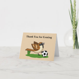 Schattige Cartoon Mus Speelt Voetbal Personalise Bedankkaart