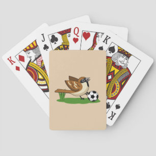 Schattige Cartoon Mus Speelt Voetbal Pokerkaarten