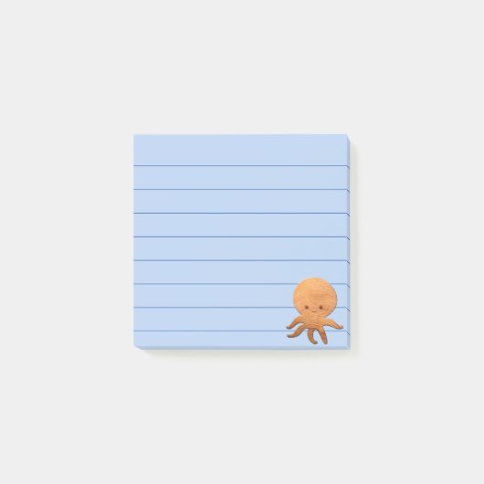 Schattige Cartoon Octopus Met Nep Houtprint Post-it® Notes (Voorkant)