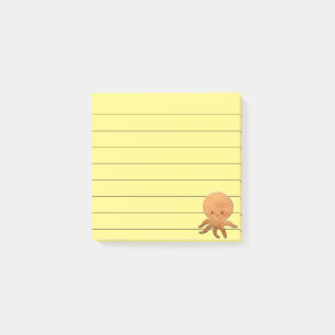 Schattige Cartoon Octopus Met Nep Houtprint Post-it® Notes