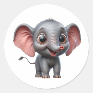 Schattige Cartoon Olifant Delight -Charmant Dier Ronde Sticker