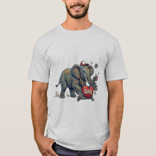 Schattige Cartoon Olifant met DAD Hart – Vaderdag T-shirt