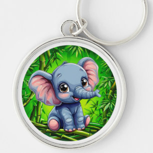 Schattige cartoon olifant sleutelhanger