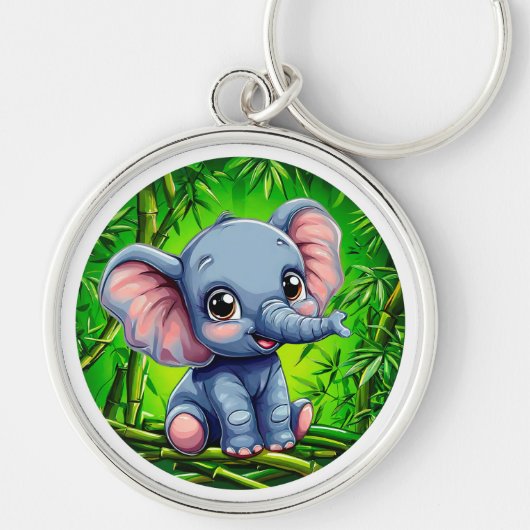 Schattige cartoon olifant sleutelhanger (Voorkant)