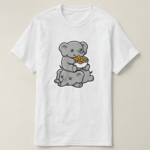 Schattige Cartoon Olifanten Eten Pinda's Pret Kuns T-shirt