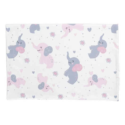 Schattige cartoon olifantenpatroon kussensloop (Voorkant)