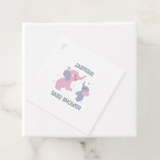 Schattige cartoon olifantenpatroon op marineblauw bedankjes labels (In situ)