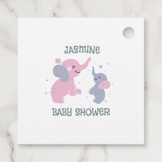Schattige cartoon olifantenpatroon op marineblauw bedankjes labels (Achterkant)