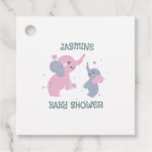 Schattige cartoon olifantenpatroon op marineblauw bedankjes labels (Voorkant)