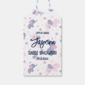 Schattige cartoon olifantenpatroon op marineblauw cadeaulabel (Voorkant)