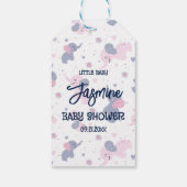 Schattige cartoon olifantenpatroon op marineblauw cadeaulabel (Achterkant)