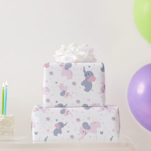 Schattige cartoon olifantenpatroon op marineblauw cadeaupapier