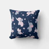 Schattige cartoon olifantenpatroon op marineblauw kussen (Voorkant)