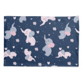 Schattige cartoon olifantenpatroon op marineblauw kussensloop (Achterkant)