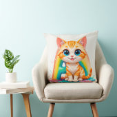 Schattige Cartoon Oranje Kitten Kussen (Stoel)