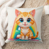 Schattige Cartoon Oranje Kitten Kussen (Deken)