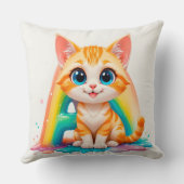 Schattige Cartoon Oranje Kitten Kussen (Achterkant)