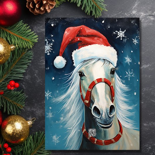 Schattige Cartoon Paard Dragen Santa Hat Christmas Feestdagen Kaart