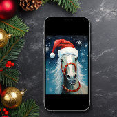 Schattige Cartoon Paard Dragen Santa Hat Christmas Feestdagen Kaart