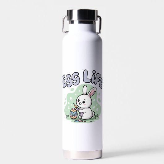 Schattige Cartoon Paashaas Ei Leven Illustratie Waterfles (Voorkant)