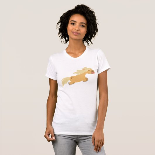 Schattige Cartoon Palomino Pony Vrouwen T-shirt (Voorkant volledig)