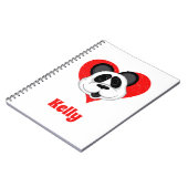 Schattige Cartoon Panda Beer op het liefdeshart Notitieboek (Linkerzijde)