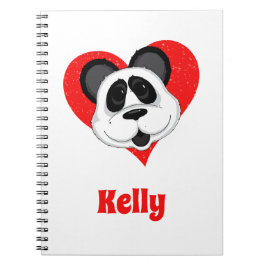 Schattige Cartoon Panda Beer op het liefdeshart Notitieboek
