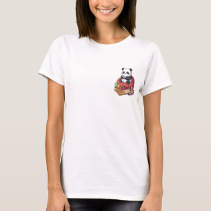 Schattige Cartoon Panda Gamer Speelt op Zitzak T-shirt