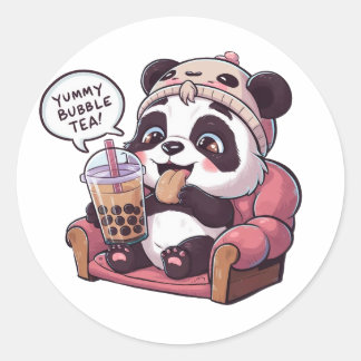 Schattige Cartoon Panda: Gezellig, Kawaii Vibes Ronde Sticker