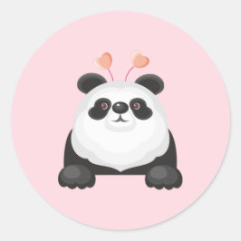 Schattige Cartoon Panda met Hartjes Ronde Sticker