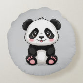 Schattige Cartoon Panda Rond Kussen (Achterkant)